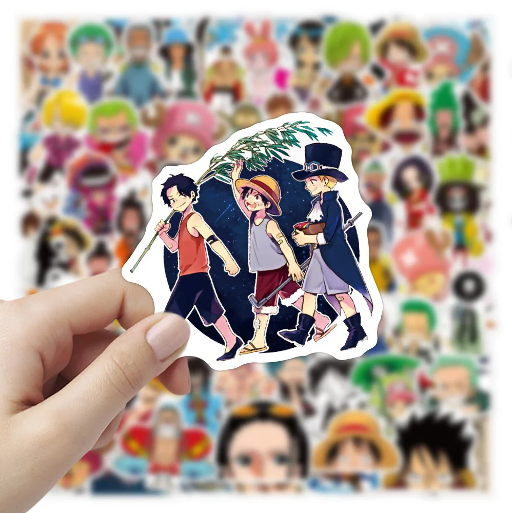 100pcs/Set ONE PIECE Anime Cartoon Stickers Decal For Luggage Notebook Helmet Decal Computer Refrigerator Skateboard Trunk 4