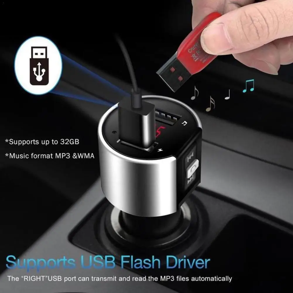 블루투스 무선카팩 블루투스 핸즈프리 자동차 키트, MP3 변조기, 듀얼 USB 플레이어, LED 조명 탑재된 자동차 FM 라디오 리시버 8 블루투스 FM 송신기 오디오 Aux 변조기, 듀얼 USB 고속 자동차 충전기, 블루투스 핸즈프리 통화 자동차 키트, 자동차 라디오 MP3 플레이어