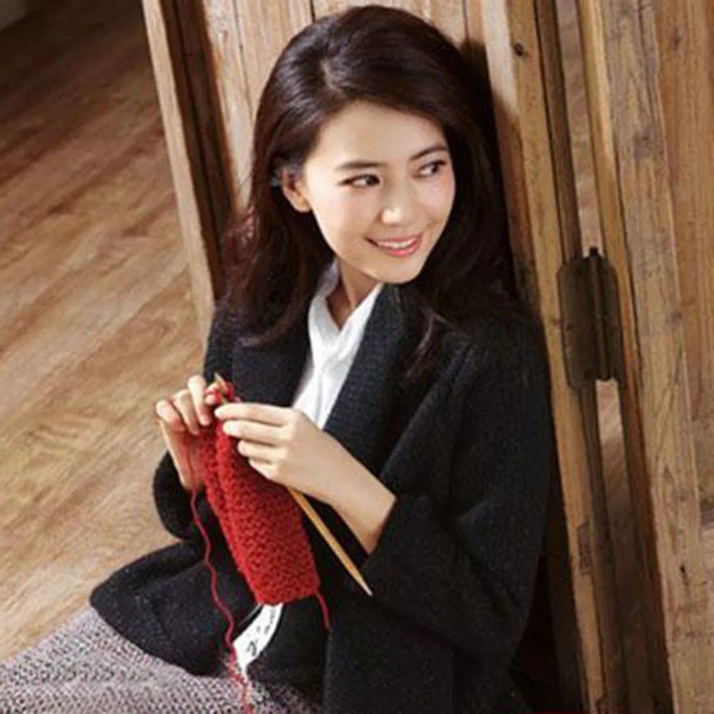 55 Pcs/Set 11Sizes Bamboo Knitting Needles Crochet Hooks Double Pointed Carbonized Sweater Needle Weave Household Crafts Tools