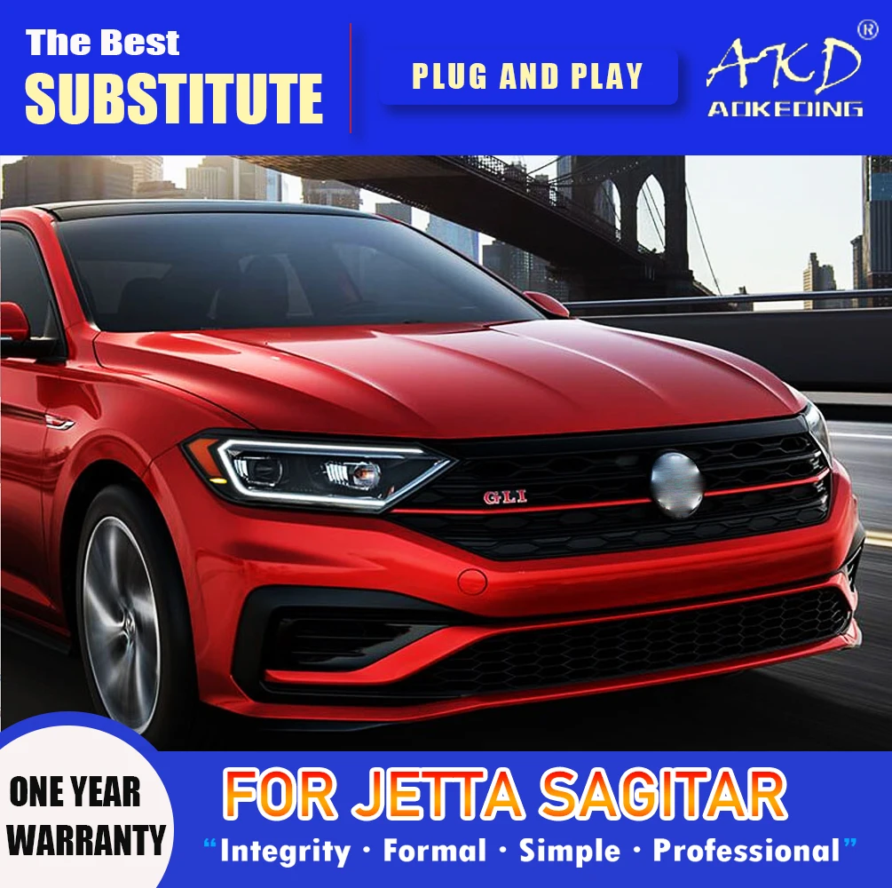 

AKD Head Lamp for VW Jetta Sagitar MK7 LED Headlight 2019-2022 Headlights MK7 DRL Turn Signal High Beam Angel Eye Projector