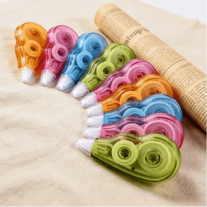 3pcs 무작위 컬러 미니 문구 테이프, 소형 투명 부드러운 접착 테이프, 학생 사무실 일기용 플라스틱 소재