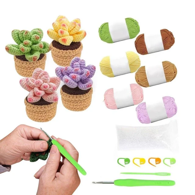 Crochet Kit For Beginners Crochet Succulents Set For Kids Crocheting  Knitting Kit With Written Tutorials Includes Hook Needle - AliExpress