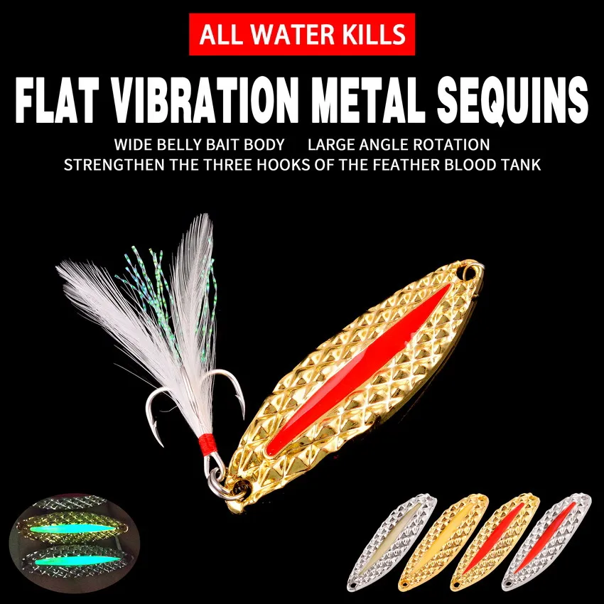 2.5g-20g Fishing Lures with Feather Treble Hooks Fishing Rotating