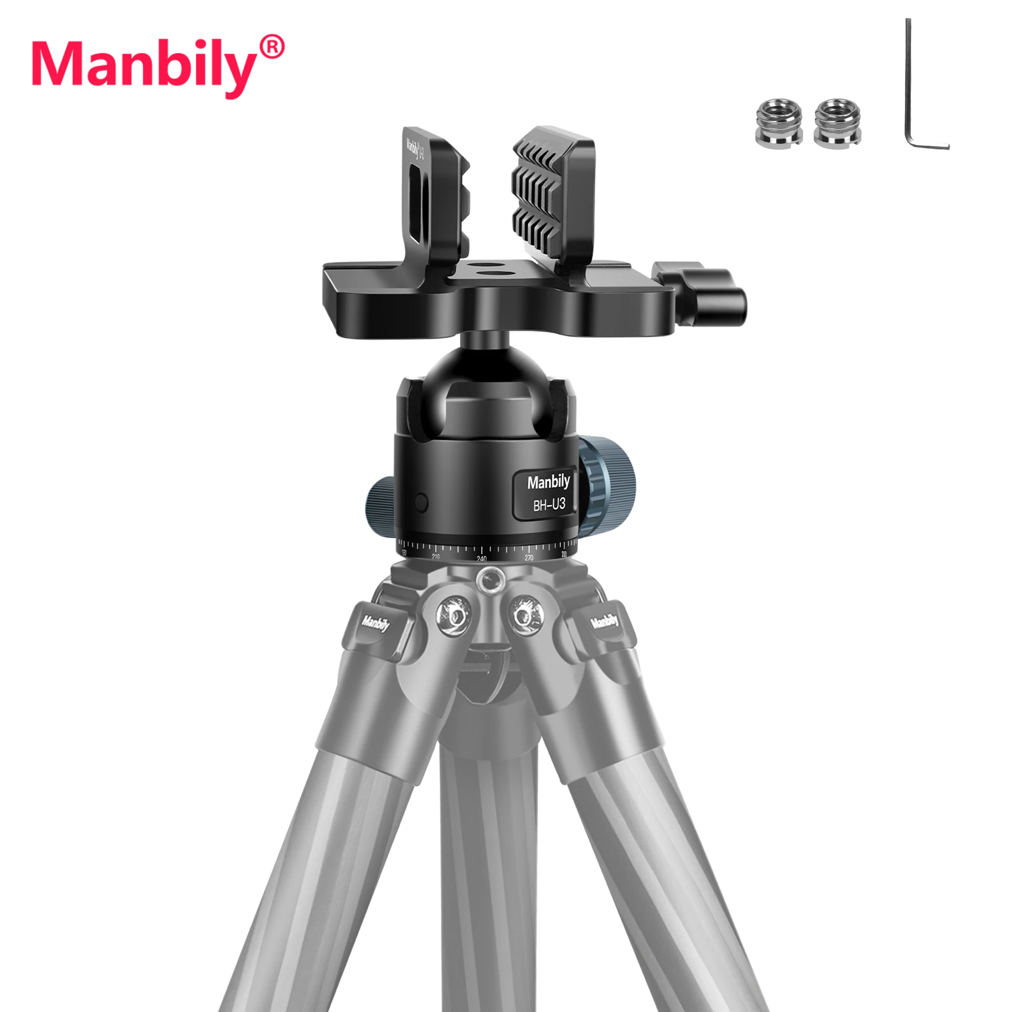 Manbily BH-U3 Shooting Rest Saddle Mount Hunting Aluminium Rifle Clamp Head Adapter for Tripod Max Load 44.1lbs/20kg camera clamp
