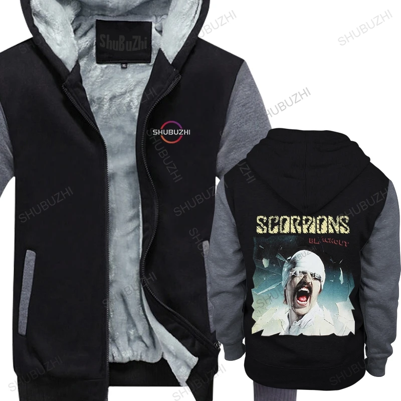 

hot sale winter hoodie male high quality hooded jacket SCORPIONS BLACKOUT'82 mens bigger size brand sweatshirt cotton hoody