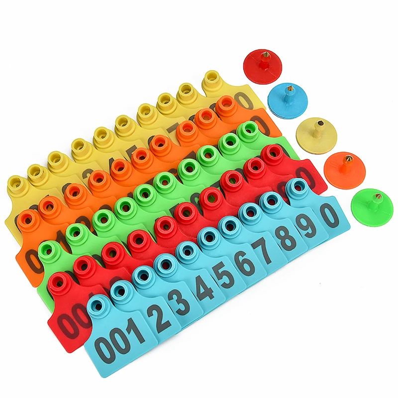 Livestock Ear Tags Pig Ear Tags Livestock Supplies Farm Animal Eartags Plastic TPU Identification Label for Cow Cattle Goats Sheep 50Pcs