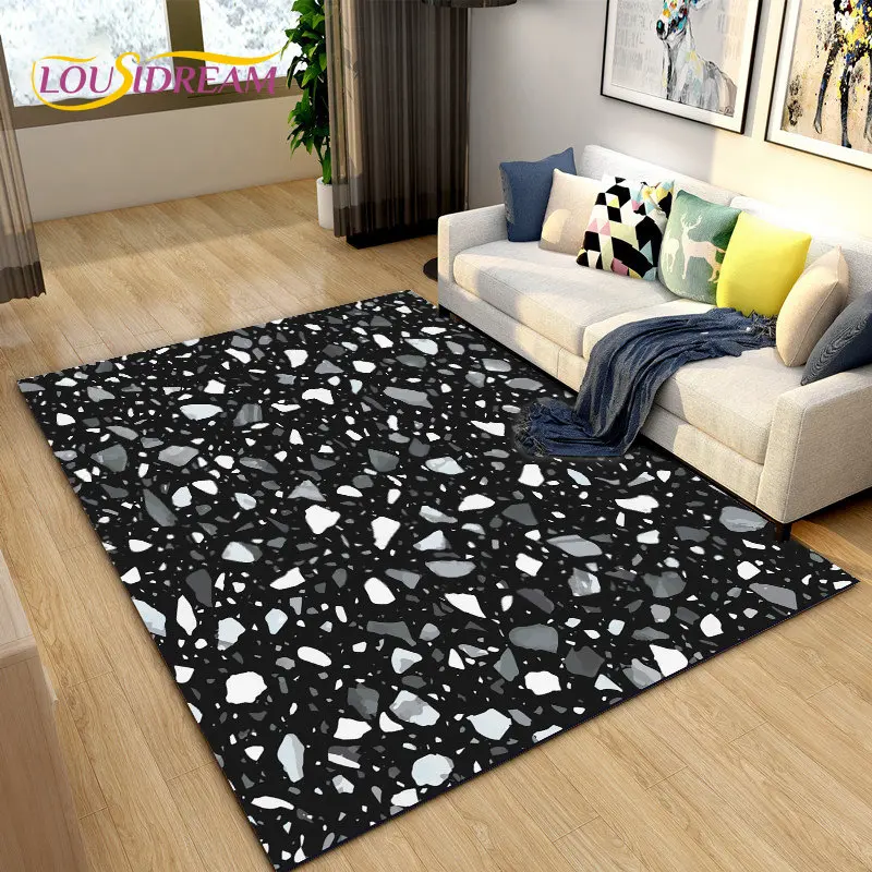 

3D Crushed Stone Path Colour Gravel Area Rug Large,Carpet Rug for Living Room Bedroom Sofa Doormat Decoration,Non-slip Floor Mat