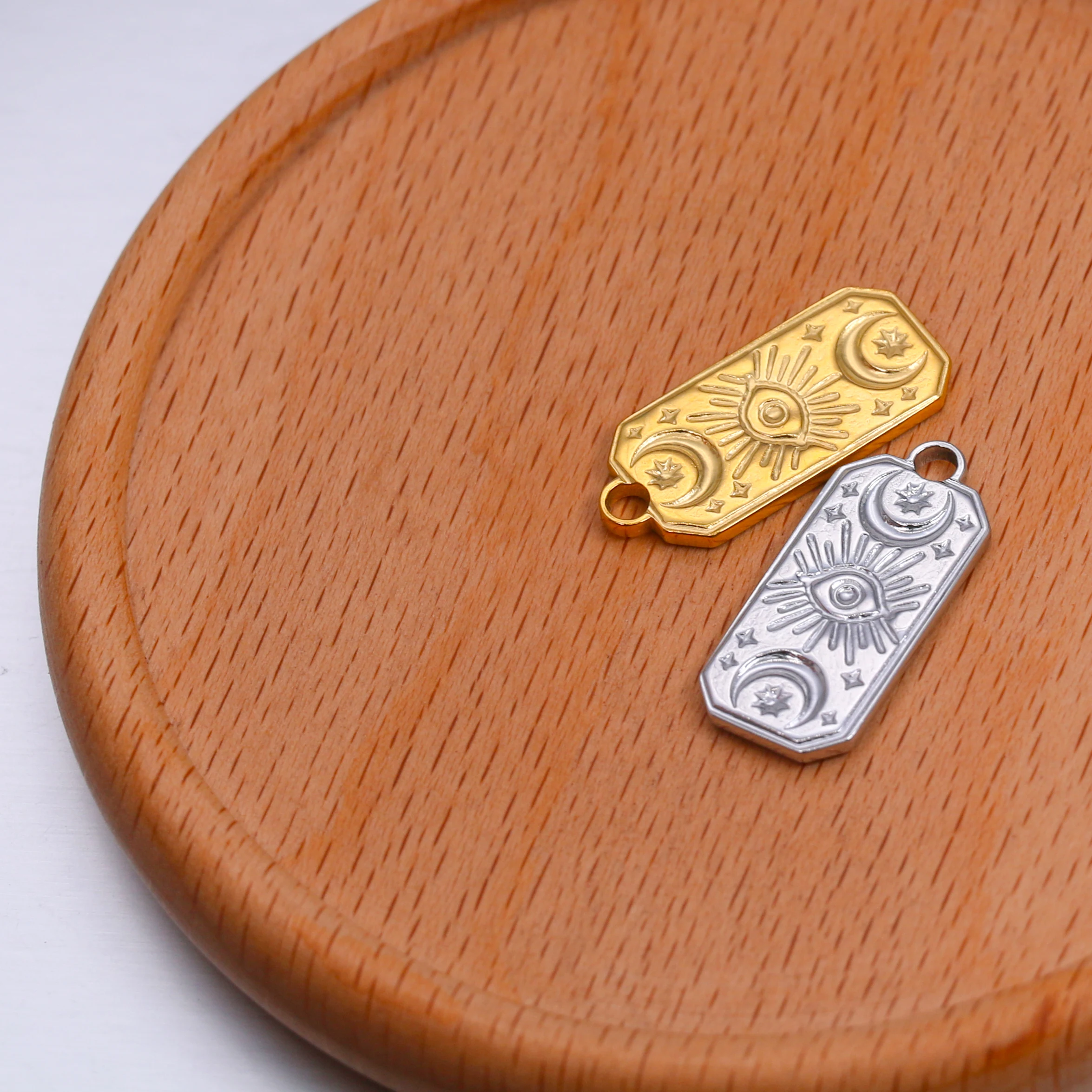 3 teile/los Monoblock Guss Edelstahl Stern Mond Teufel Auge Charms Anhänger DIY Halskette Schmuck Handwerk Machen Zubehör – Detail 5