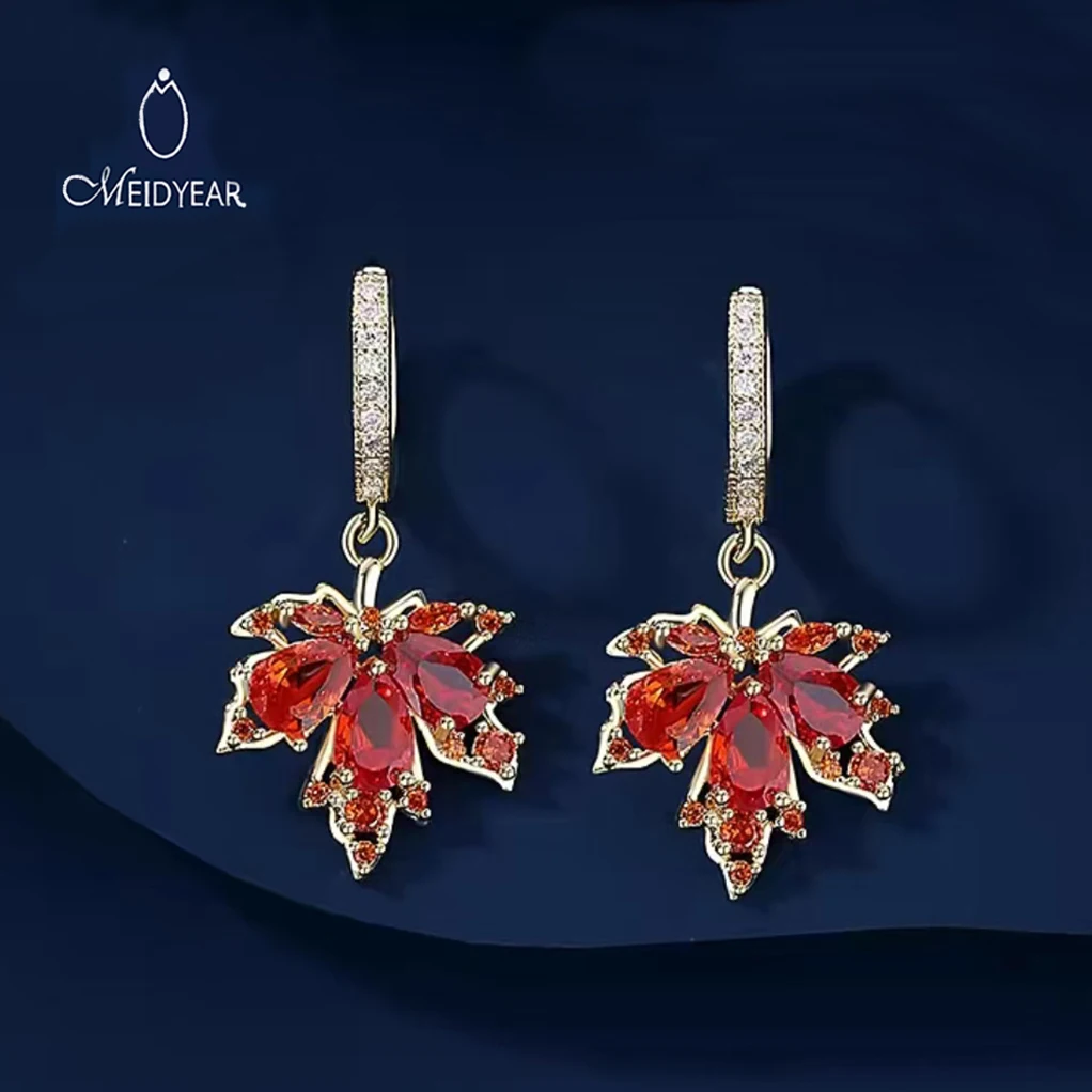 

New red maple Leaf Gold Earrings Silver Needles trend 2024 items Daily Ladies gift women's jewelry