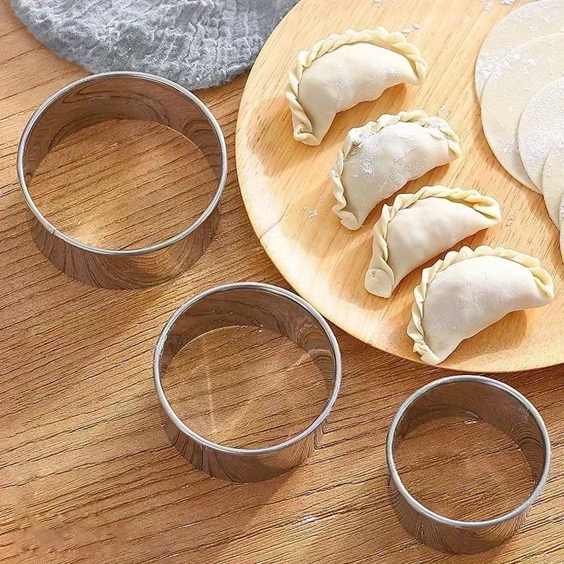 Cookie Cutter Cookie Mould Cookie Printing Mold Cookie Maker Press Kit Pastry Cutter Stainless Steel Biscuit Mold Kitchen Round Cookie Cutter Set Baking Circle Pastry Cake Mould DIY Dumplings Skin Cutting Tools