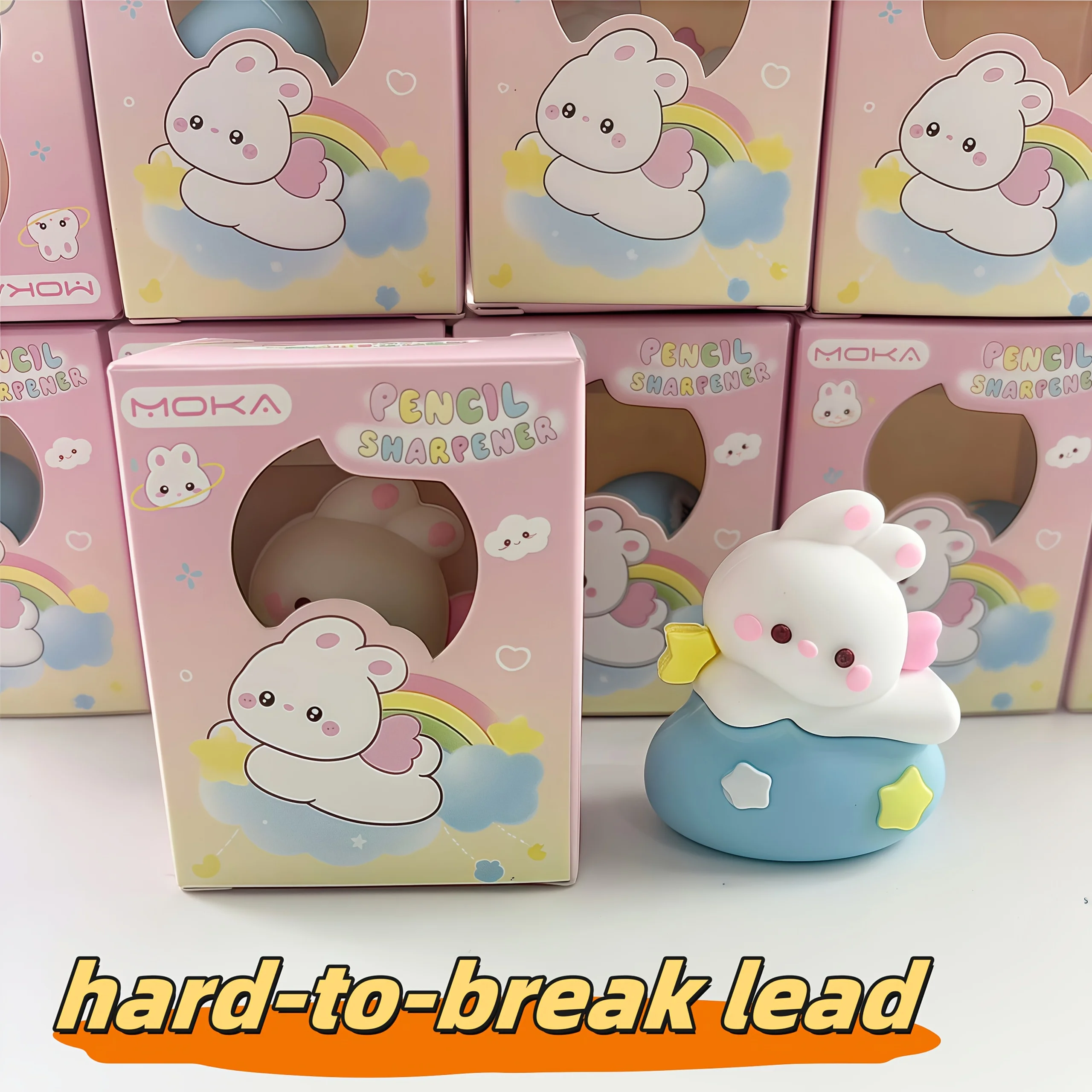 6-Piece Set of Mini Pencil Sharpeners, Desktop Decorations, Cute Strawberry Bunny, Rainbow Bunny Design, Cartoon Cute Pencil Sharpener, Portable Pencil Sharpener for Children and Elementary School Stu - 5