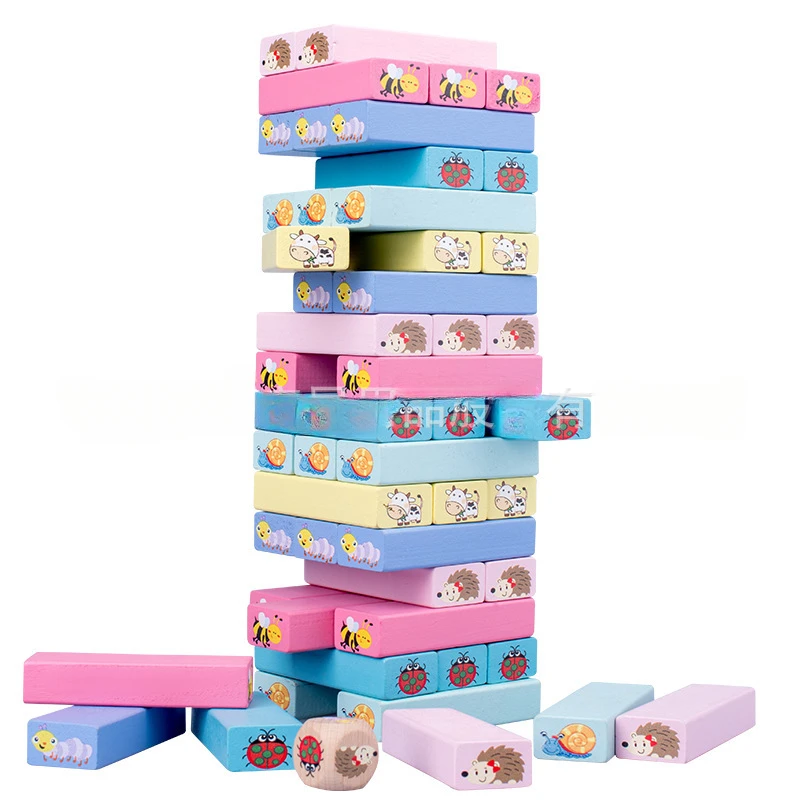 

Wooden Balance Stacking Blocks for Children's Desktop Fun Stacking Blocks Cartoon Fruit Digital Beech Stack Height