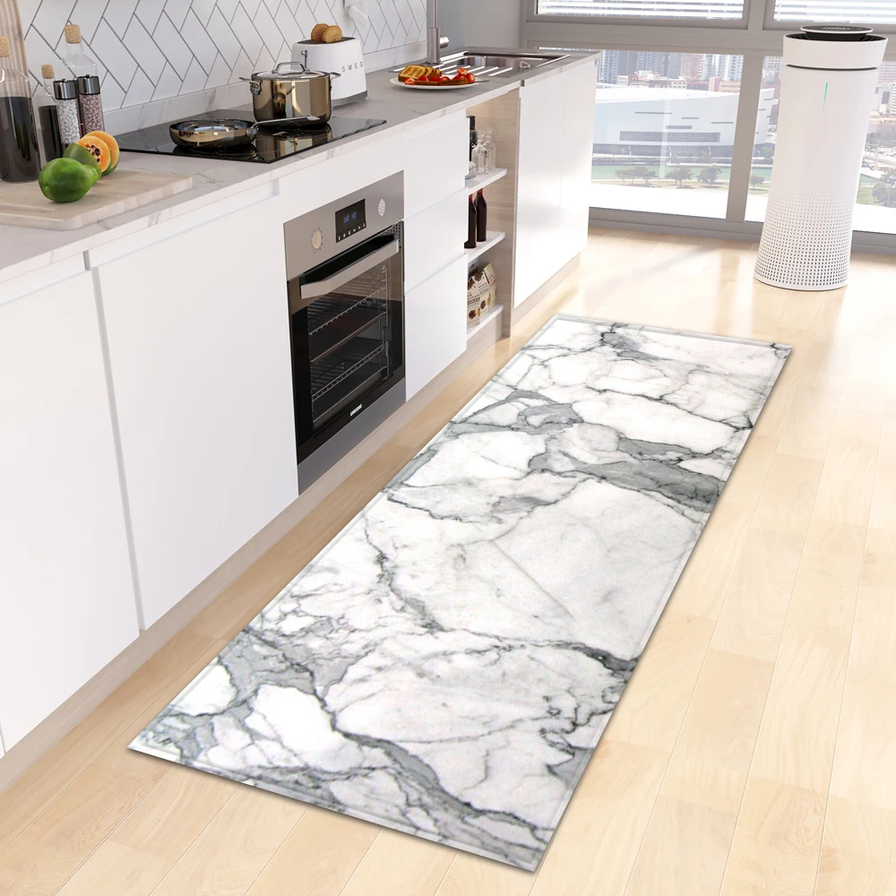 Marble Kitchen Rug Hallway Entrance Doormat Home Living Room Children Bedroom Floor Decor Carpet Bathroom Door Non-Slip Foot Mat