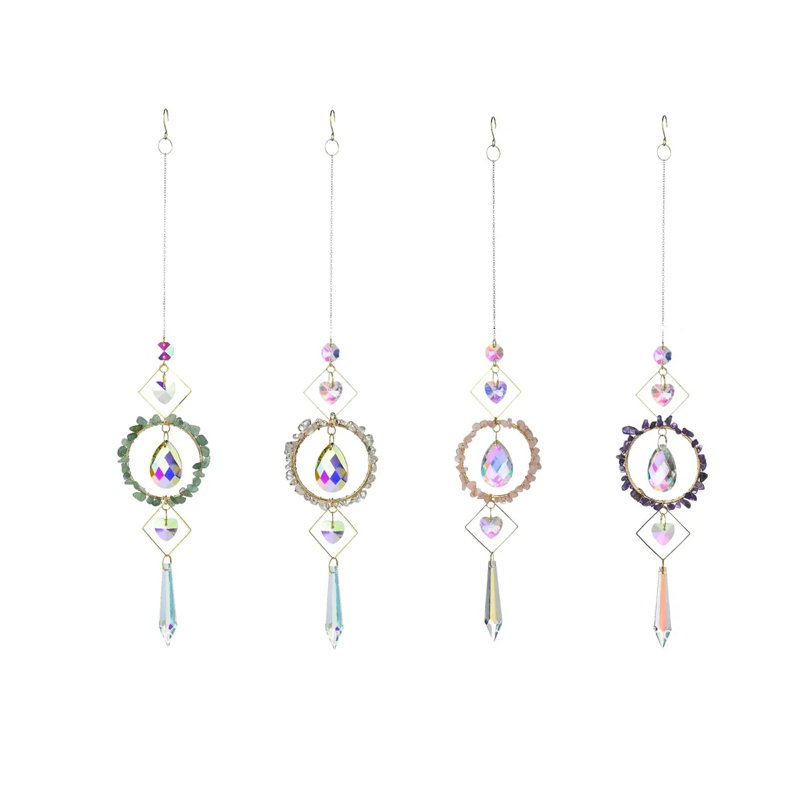 Wind Chime Hanging Colored Maker Outside Wedding Artificial Crystal Prism Pendant Heart Charm for Living Room Daughter Mother