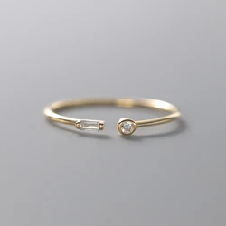 Elegant 14K Gold Sterling Silver CZ Adjustable Ring - Resizable (14K Gold Color)