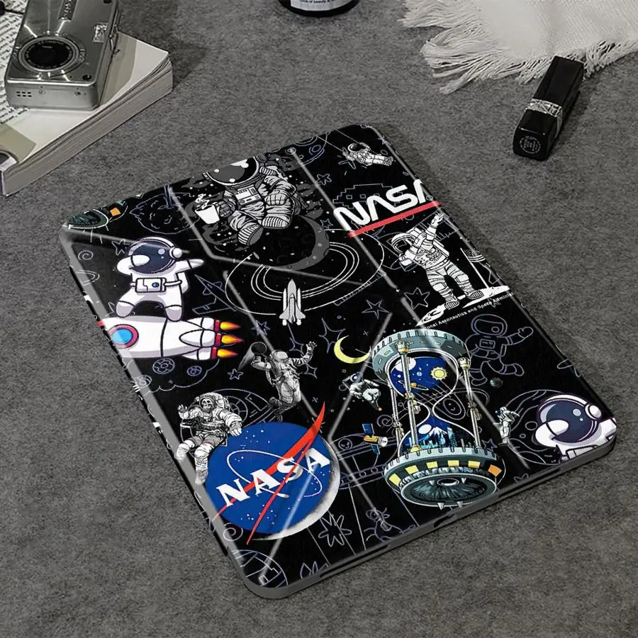 Sleek Universal Tablet Case with Adjustable Holder and Space-themed Design