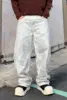 Loosen Wide Leg White Pants Men Hand-painted Spliced Denim Bottoms Man's Fall New Baggy Jeans 2