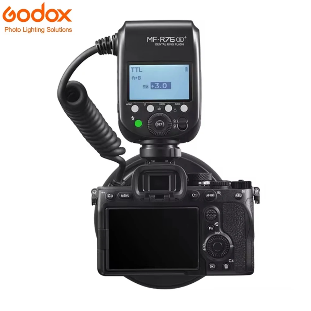 Godox MF-R76S+ Dental Macro Ring Flash MF-R76 LED Ring Flash 2.4 GHz 5900K for Sony for Dental Photography