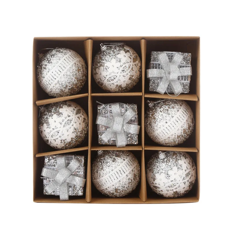 thumbnail image 1 of Juego de bolas navideñas de 8 cm/9 piezas, adornos colgantes para árbol de Navidad, accesorios de decoración para el hogar, 1 of 5