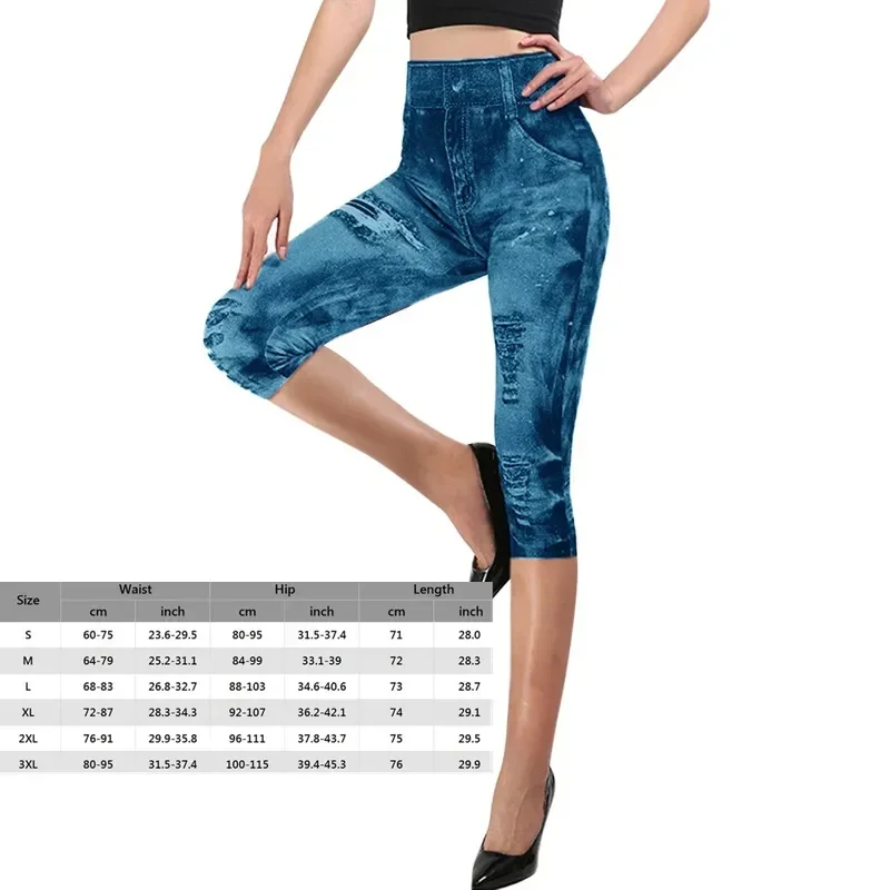 Leggings Donna Stretch Denim - Vita Alta Modellanti Per Look Casual E Sportivo