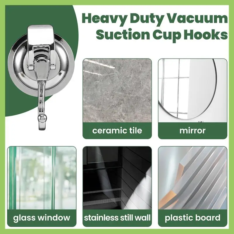 ABLU-Heavy Duty Vacuum Suction Cup Hooks (2 Pack) For Kitchen Bathroom Restroom Organization