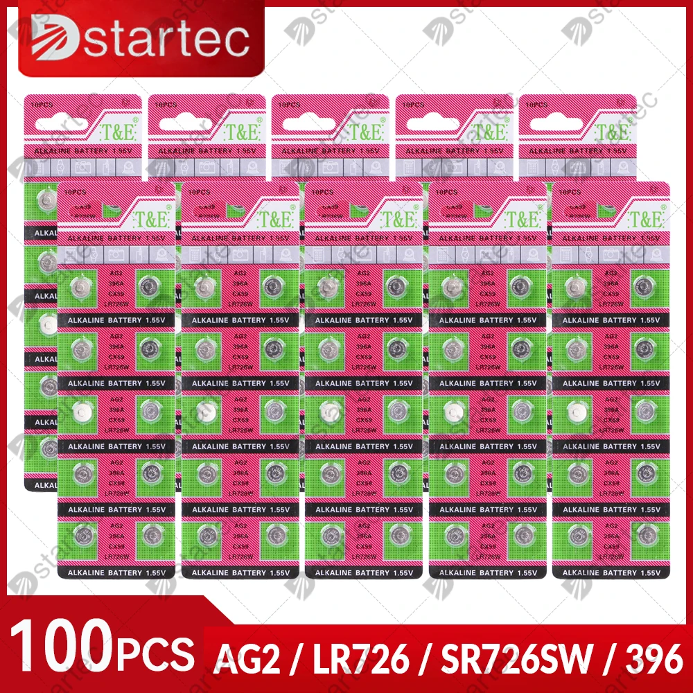 Dstartec 100Pcs Sr726Sw 196 397 396 Cx59 Lr59 Sr59 G2A Lr726 Ag2 1.55V Alcalina Delle Cellule Del Tasto Battery Watch; Sicuro Al 100% Nessun Mercurio