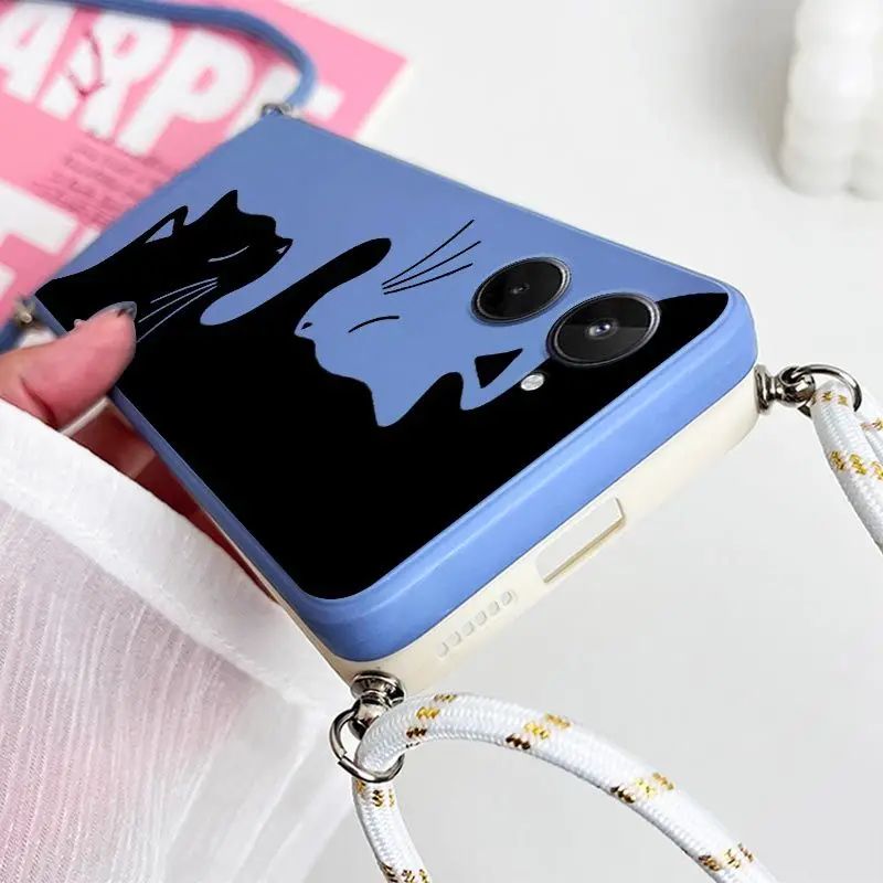 Hug Kitten Crossbody Lanyard Silicone Phone Case Cover