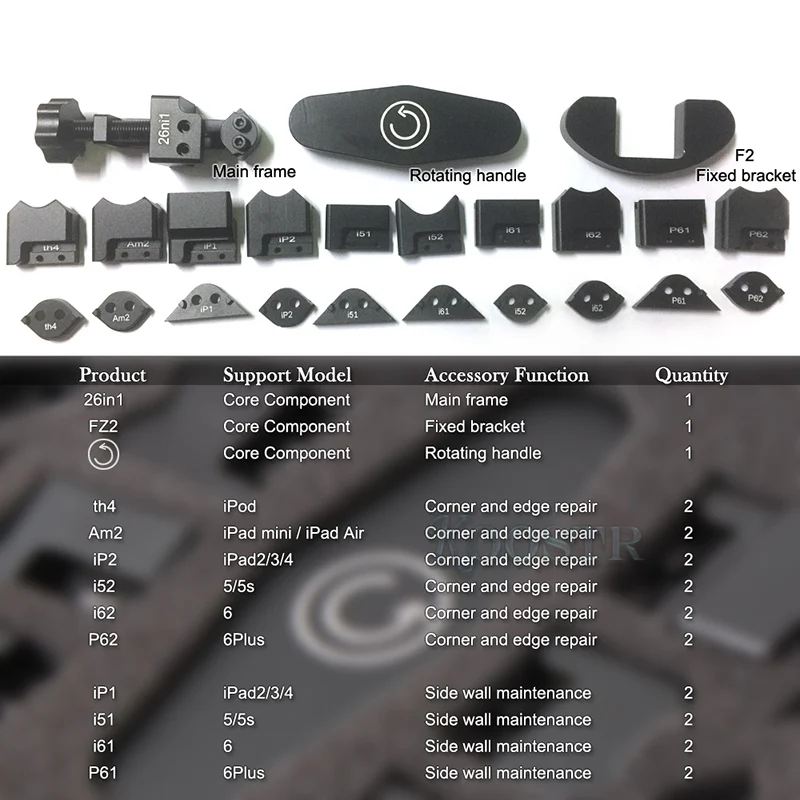 26 in 1 Gtool GB1100 iCorner Kit Corner Sidewall Bend Fix frame Repair Tool Set for iPhone 5 5S 6P 6S 6SP iPad iPod