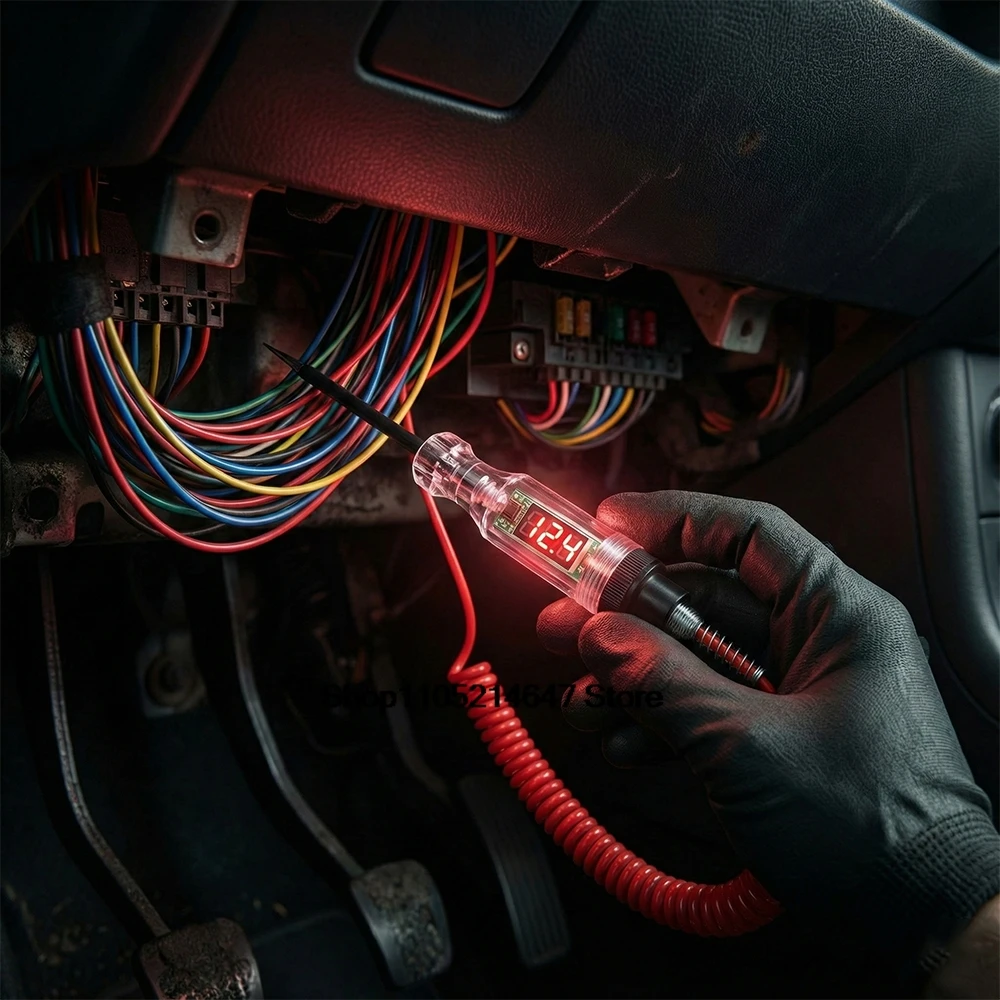 Car Voltage Tester Car Truck Voltage Circuit Tester Auto Car Diagnostic Probe Test Pen Light Bulb Electric Measuring Pen Repair Tools 5-120V