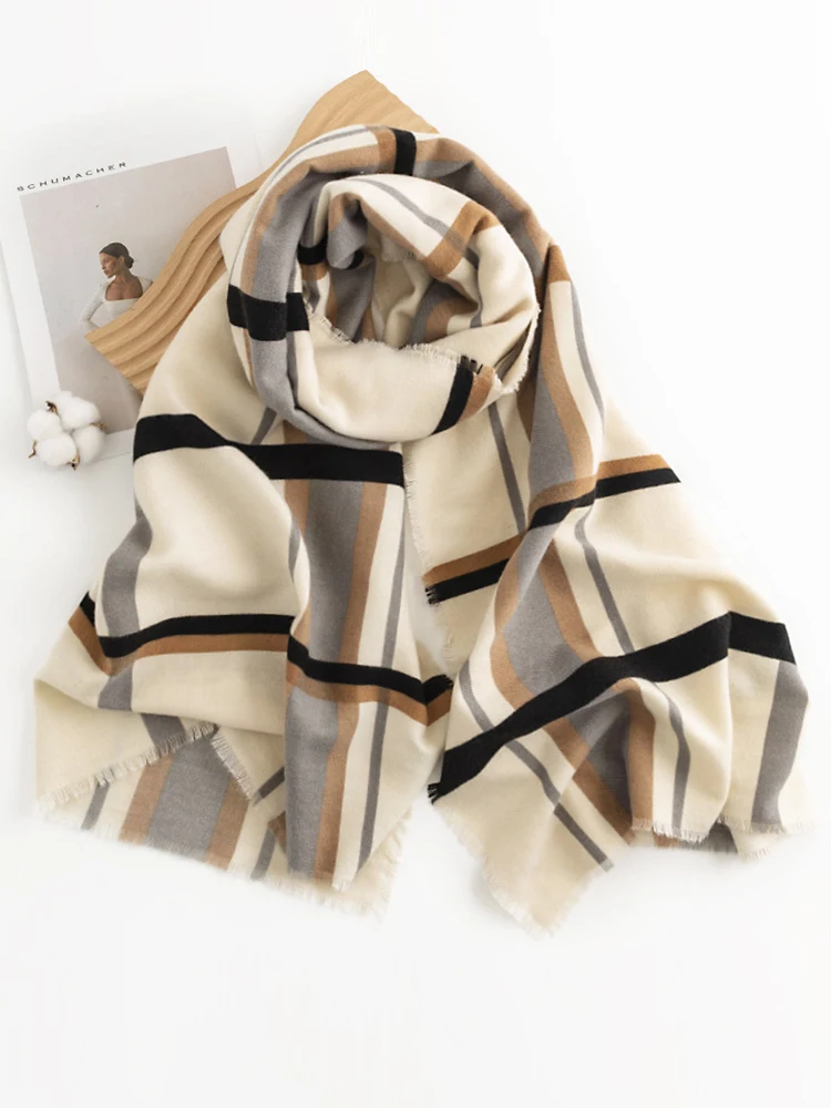 

New Knitted Imitation Cashmere Women Scarf Headscarf Winte Lady Retro Plaid Scarve Pashmina Mujer Foulard Femme Wrap Shawl Men