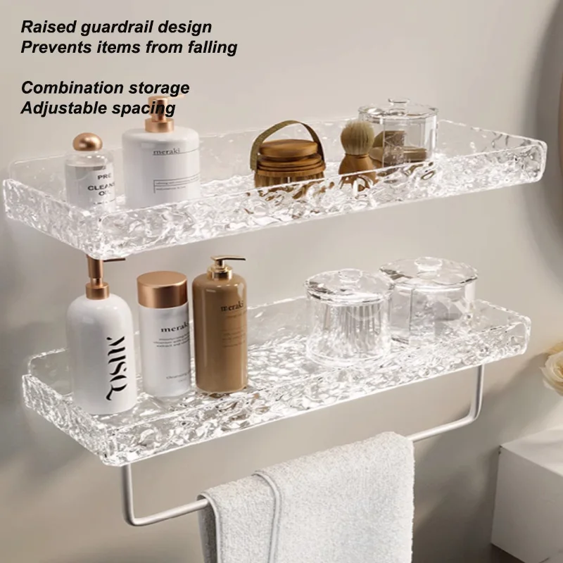 Bathroom Shelf Wall-mounted Shelves Cosmetic Storage Rack No-punch Sink Towel Shampoo Storage Rack Bath Organizer Accessories 3