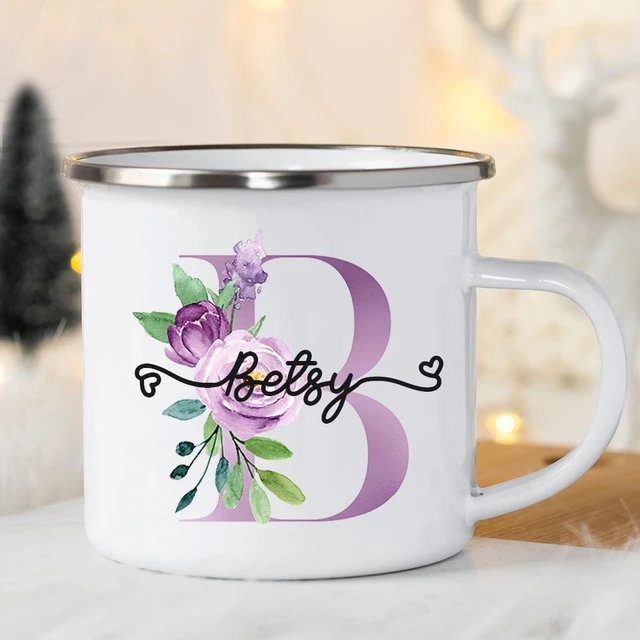 Lavender Coffee Mug Floral Ceramic Cup, Personalized Christmas