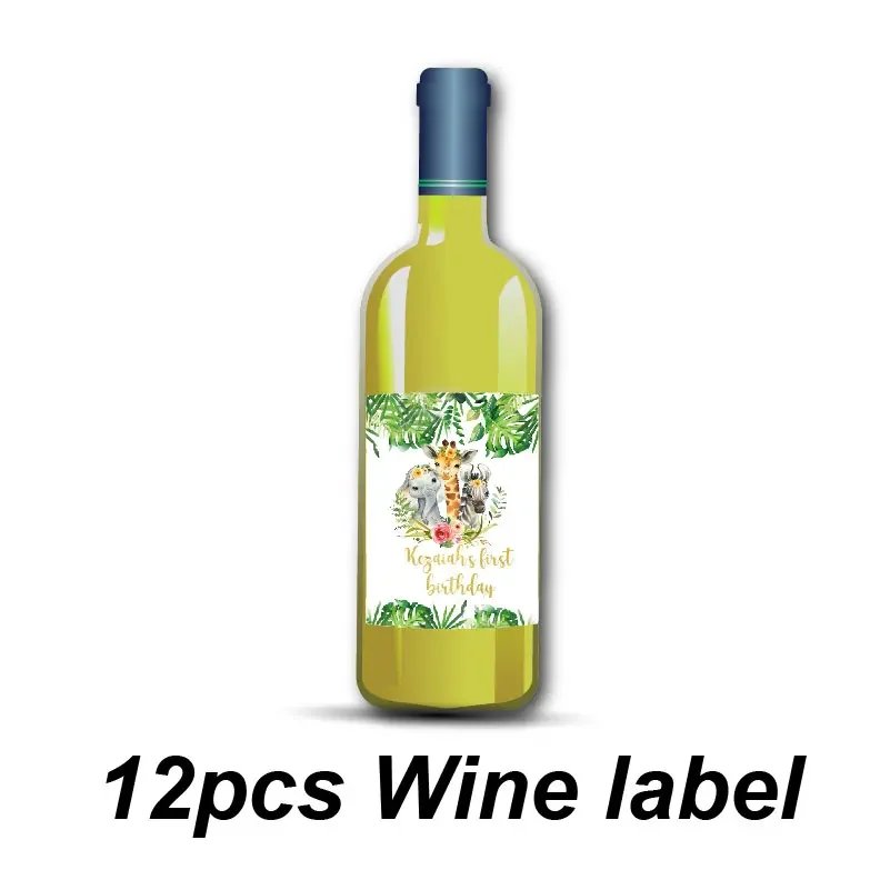 thumbnail image 1 of Etiquetas para bolsas de jugo con diseño de animales de safari en la jungla, personalizadas, impermeables, para golosinas, cajas, botellas, pegatinas con nombre, decoración de cumpleaños y Navidad, 1 of 5