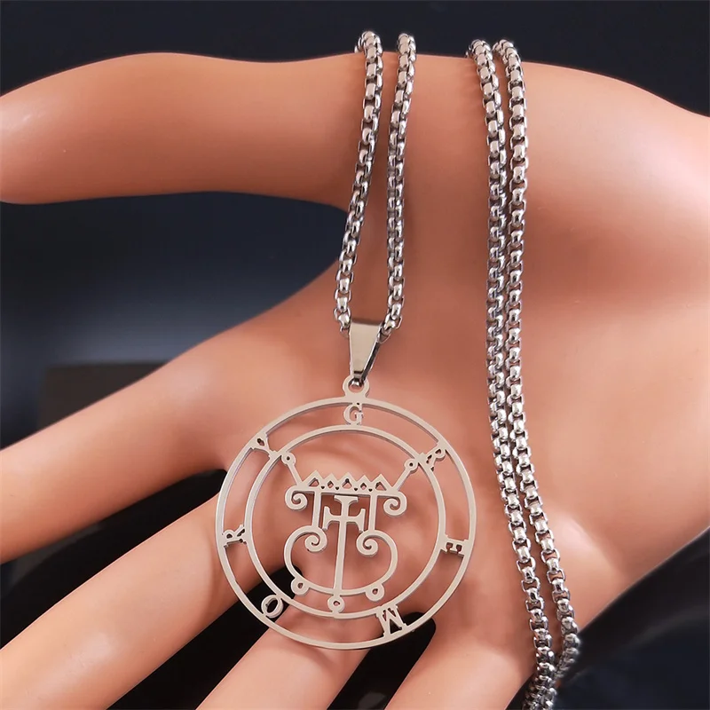 Silver Satan Sigil Stainless Steel Necklace