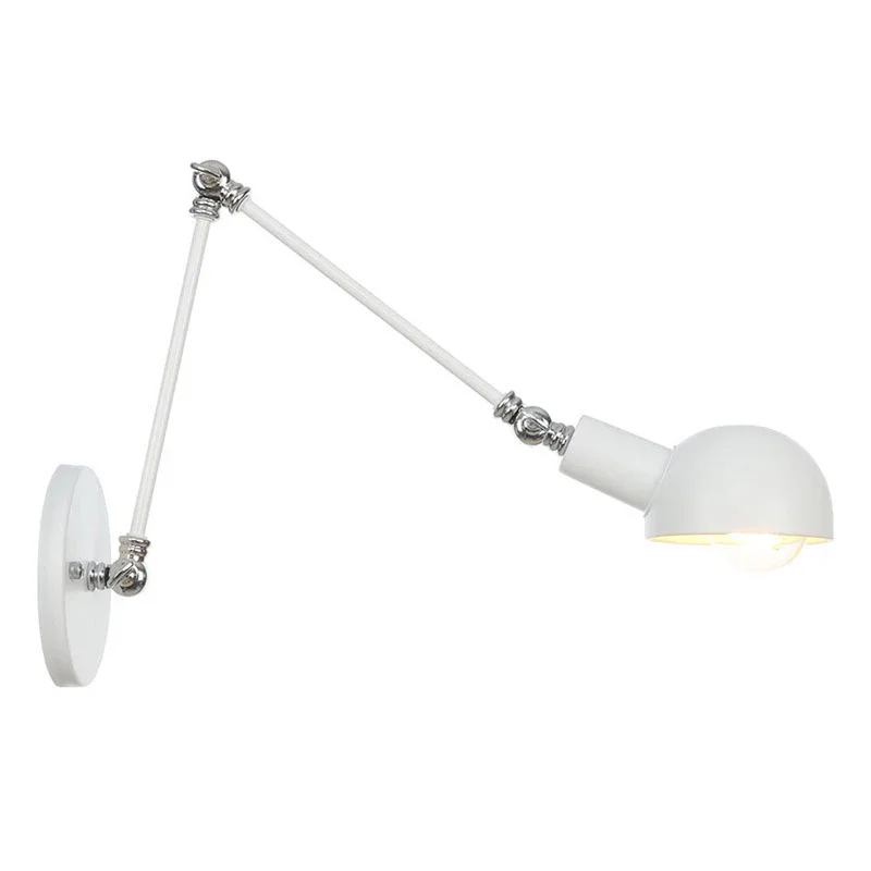 Industrial Adjustable Swing Arm Wall Lamp Reading Bedside Vintage Led Wall Lights Retro Extendable Fexible White Brass Lustre 3