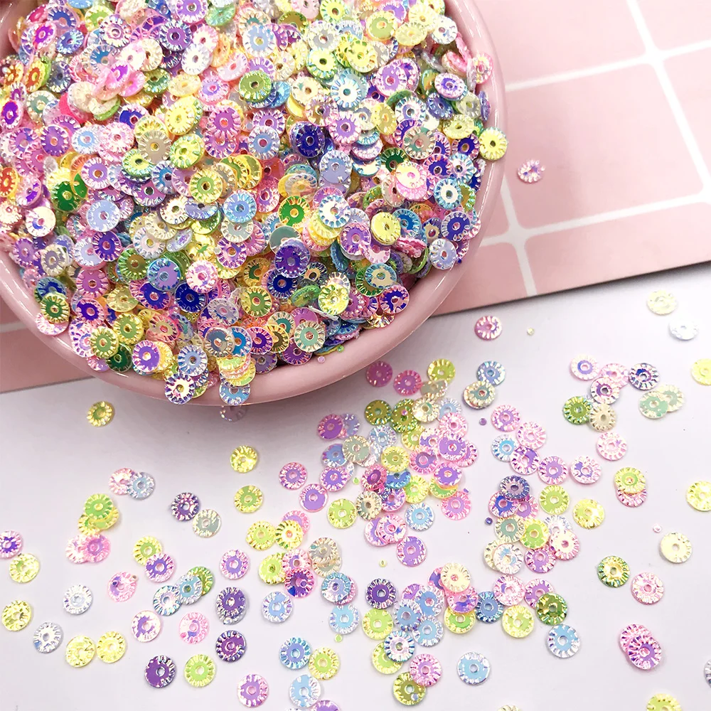 20g Round Wheel Flower Mix Color Loose Sequins for Craft Sewing PVC Sequin DIY Paillette Cloth Accessories Confetti Spangles 6mm