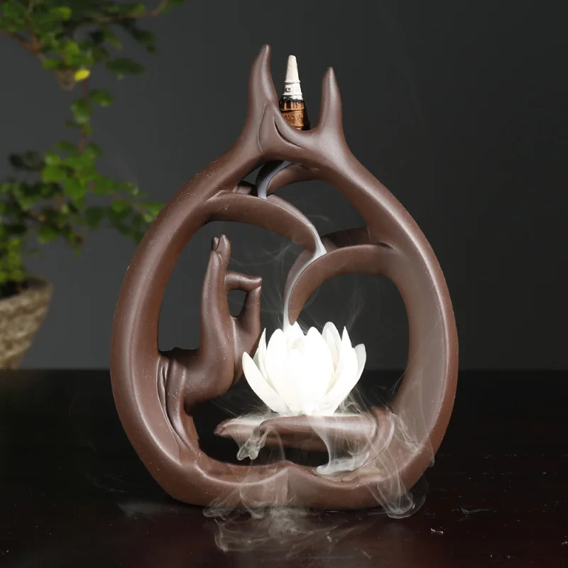 Backflow Wierook Houder Waterval Blauw Keramiek (20 cm) - Inspired Gifts