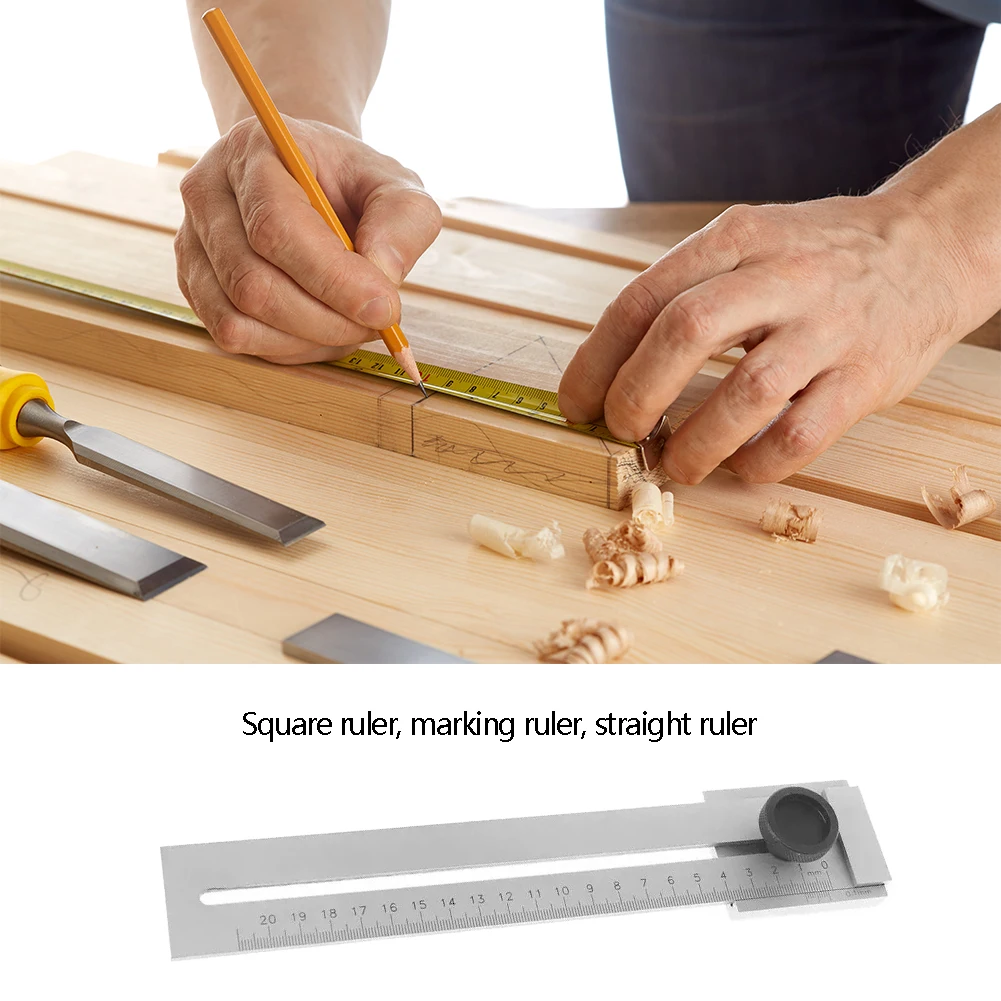 목공 측정용 마크 스크레이퍼 눈금자 도구, 정밀 0.1mm 스크라이브 그무개 마킹 측정 눈금자, 200mm, 250mm, 300mm