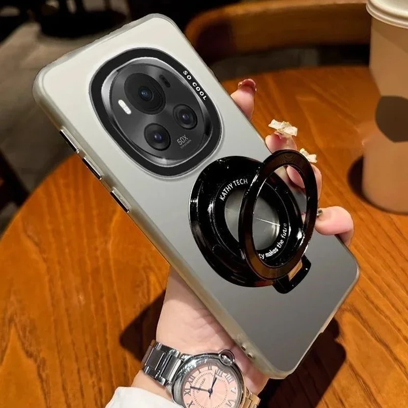 Luxury Hard Matte Ring Magnetic Bracket Phone Case with Stand Cover