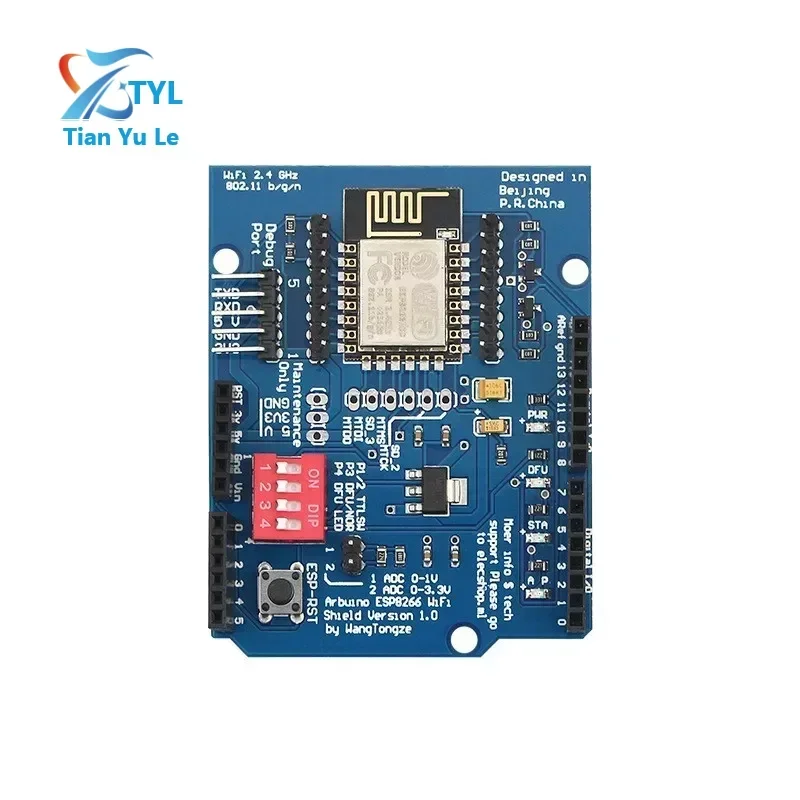 Esp8266 Esp-12E Uart Wifi Wireless Shield Development Board Per Arduino Uno R3 Module Mega 3.3V 5V Ttl Interface One