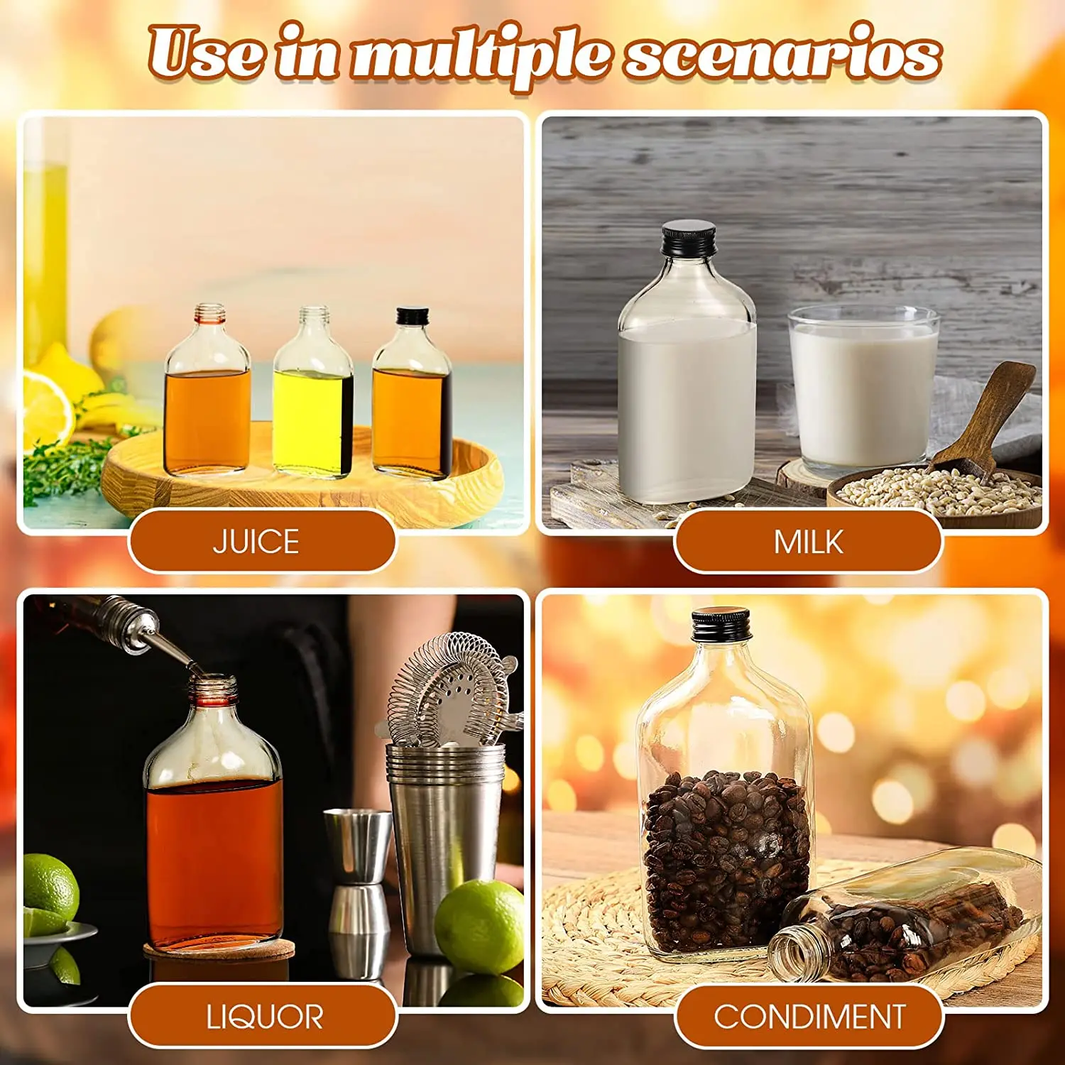 50 Mini Bottiglie Vuote In Plastica Da 50 Ml Con Tappo Nero E 10 Imbuti – Per Liquori, Campioni, Decorazioni, Feste