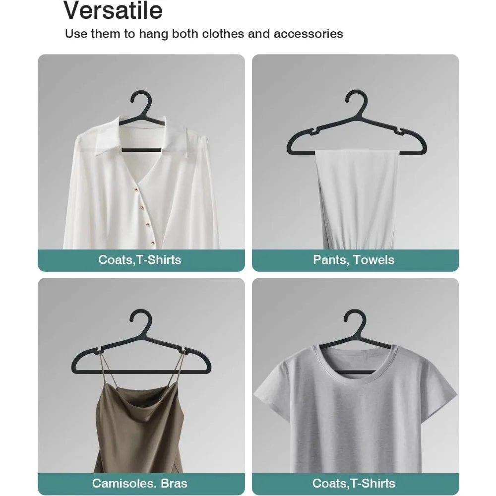50 Pack Clothes Hangers, Non Slip Plastic Coat Hangers, Space Saving Hangers, Heavy Duty, Hanging Dry Wet Clothes,16.4" x 8.3",