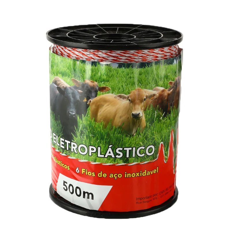 Electric fence rope 100/500M roll polywire with steel for horse animal fencing ultra low resistance wire accessory