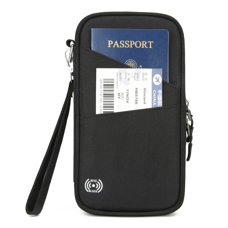 Multi functional passport and ID bag, lightweight anti-theft brush, handheld hanging neck,wallet, portable storage card bag