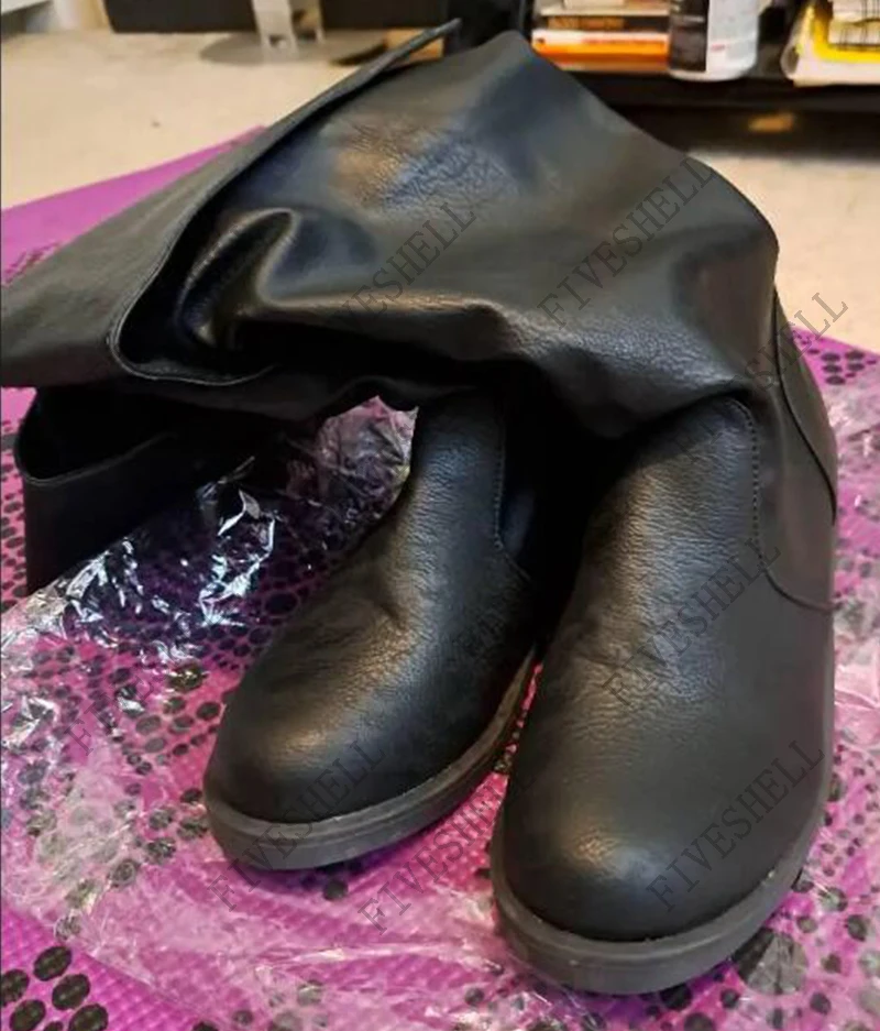 Medieval Leather Boots Jack Sparrow Renaissance Half Haddock Shoes Footwear Larp Pirate Warrior Vintage Jackboot For Adult Men