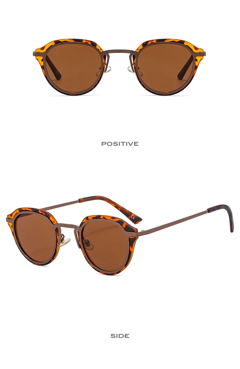 Ovale Retro-Sonnenbrille, Bonbonfarben, Leopardenmuster, Metallrahmen, UV400-Schutz, trendige Brillen im Punk-Stil für Männer und Frauen – Detail 7