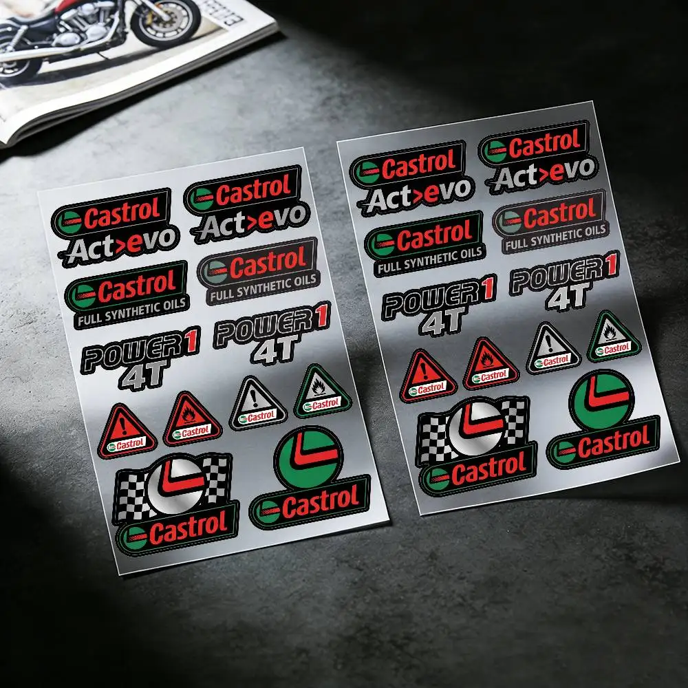 캐스트롤 유니버설 다목적 반사 방수 스티커 자동차 자전거 헬멧 머그컵 냉장고 장 스크래치 커버