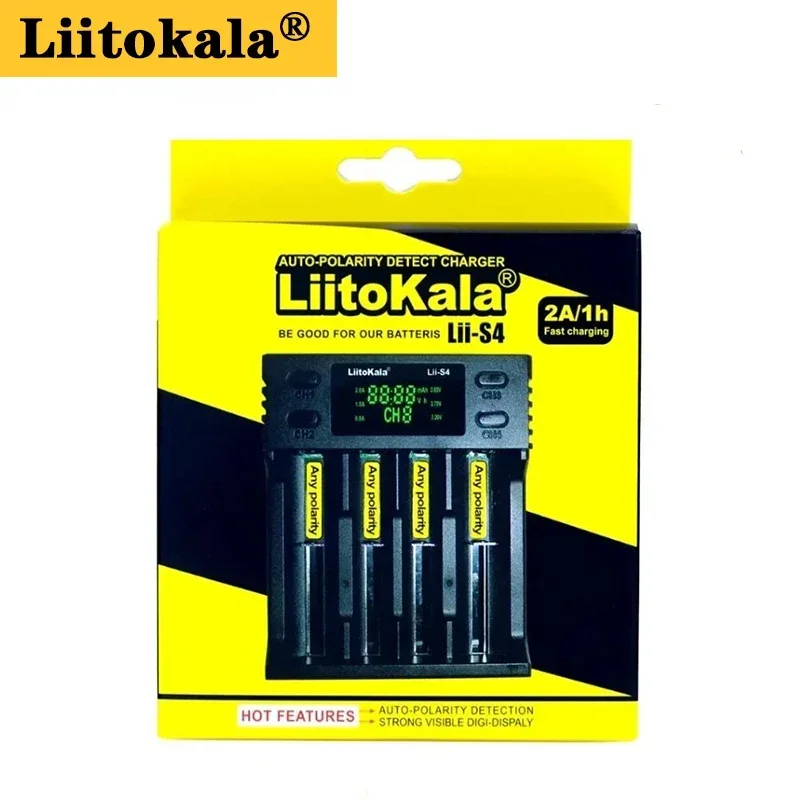 AA AAA LiitoKala 배터리 Lii-S4 Lii-S1 Lii-S2, 18650 배터리 충전기 슬롯, 자동 극성 감지 26650 21700, S6 S8 3.7V