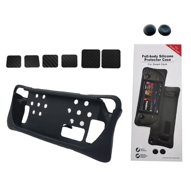 

Protective-Case Silicone Soft Cover for Steam Deck Gamepad Housing with Support Bracket Joystick Caps Shockproof Skin