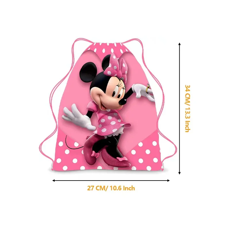 thumbnail image 1 of 6/24 piezas Disney The Red Minnie Mickey Mouse regalos de fiesta de cumpleaños bolsas con cordón no tejidas para niños mochilas escolares de natación, 1 of 5